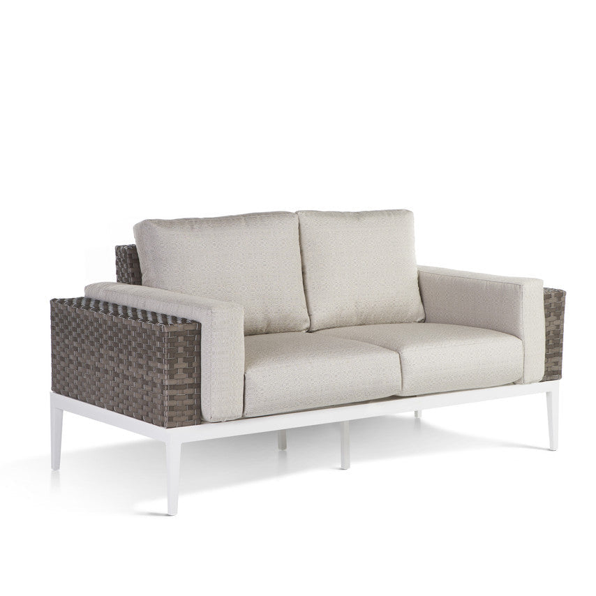South Sea Rattan Stevie Wicker Loveseat With Arm Bolsters
