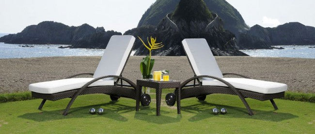 Hospitality Rattan Atlantis Patio 3-Piece Chaise Lounge Set