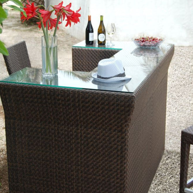 Hospitality Rattan Atlantis Bar with Glass Top