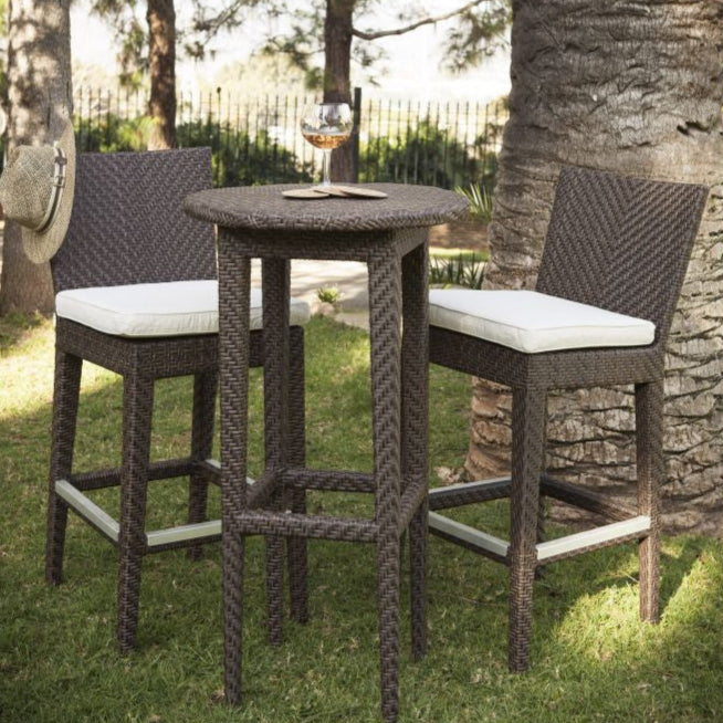 Hospitality Rattan Atlantis 3-Piece Pub & Barstool Set with Cushions