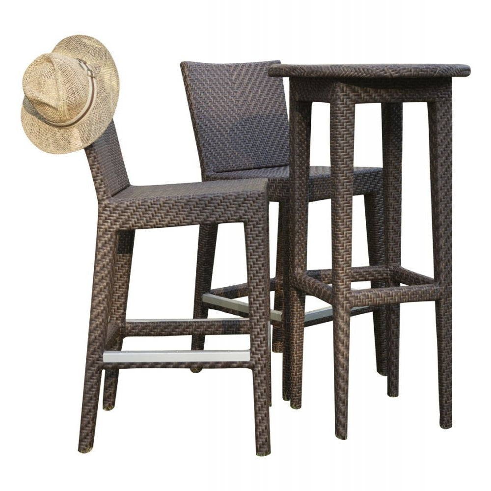 Hospitality Rattan Atlantis 3-Piece Pub & Barstool Set with Cushions