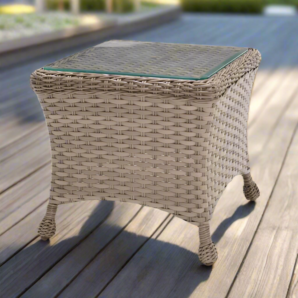 Forever Patio Sorrento Square End Table with Glass by NorthCape International