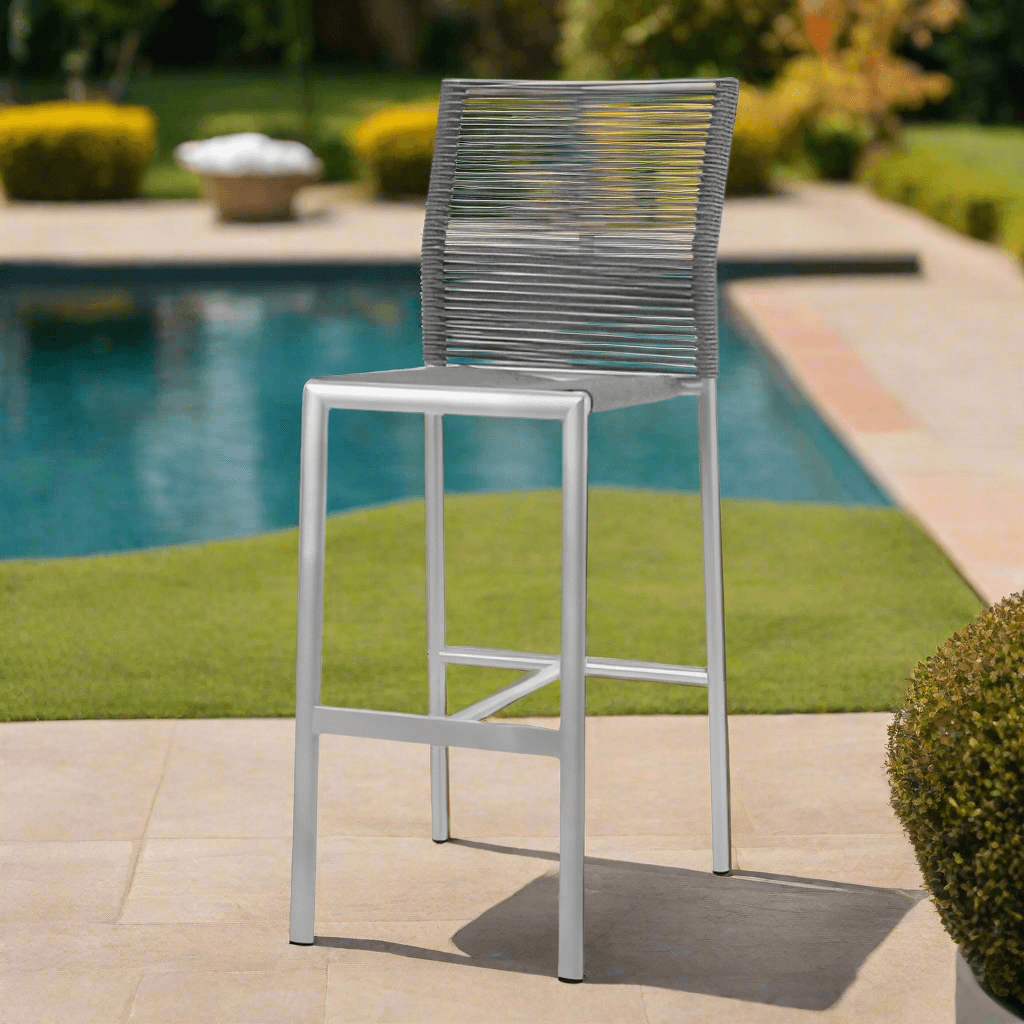 DecoScape Avalon Aluminum Rope Dining Bar Side Chair