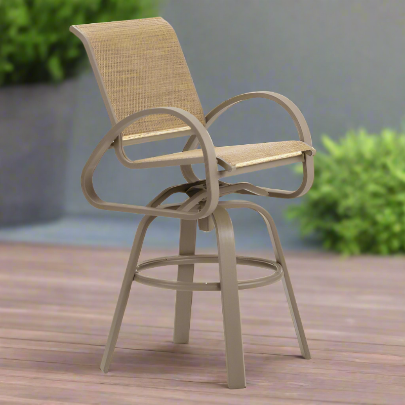 Telescope Casual Aruba II Aluminum Sling Outdoor Bar Height Swivel Cafe Chair