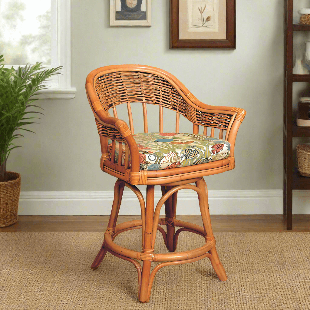 Alexander & Sheridan Bridgeport Rattan Indoor 24" Bar stool
