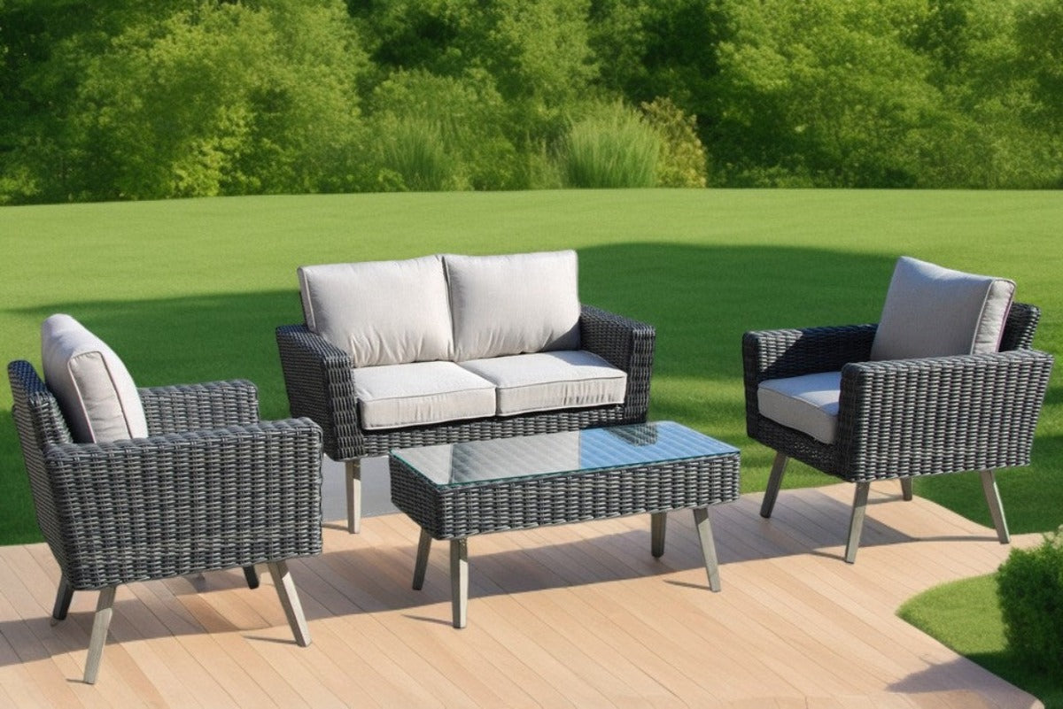 Alfresco Home Castlewood Wicker Aluminum Conversation Group w Sunbrella Cushions