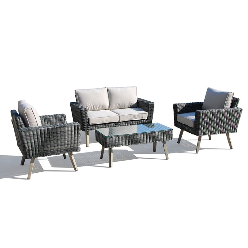 Alfresco Home Castlewood Wicker Aluminum Conversation Group w/ Sunbrella Cushions