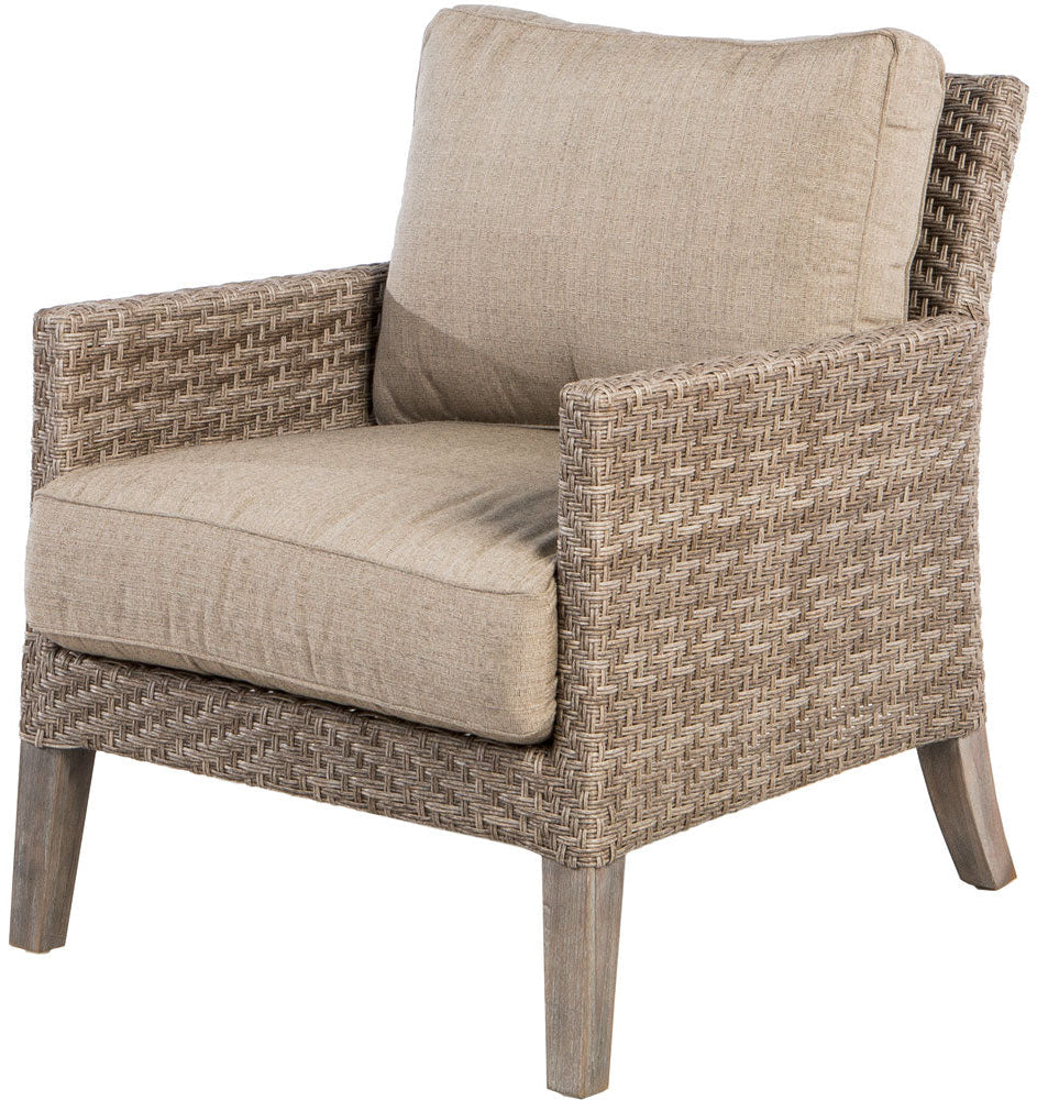 Alfresco Home Cornwall Woven Wood Deep Seating Conversation Set w/ Taupe Cushions