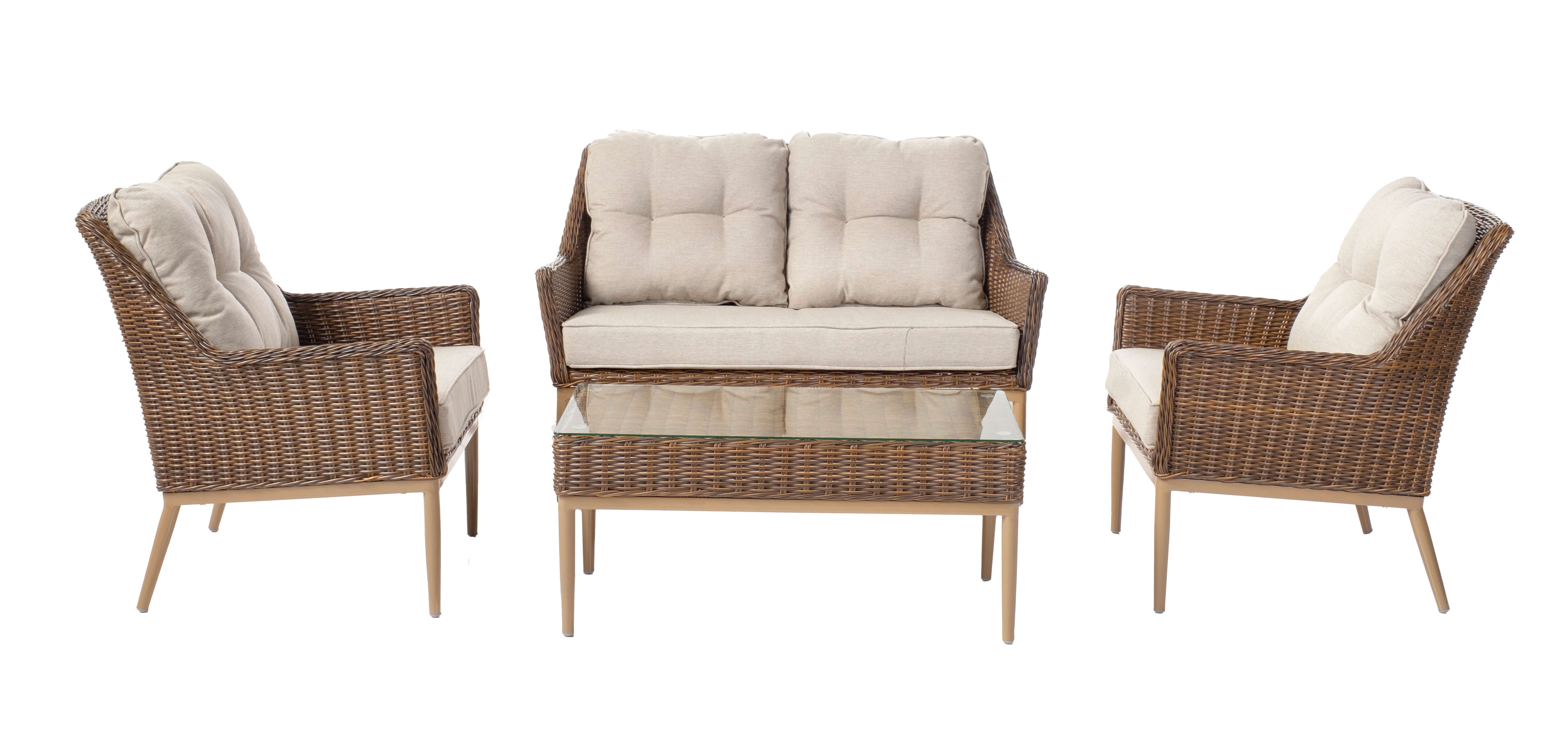 Alfresco Home Eva Brown Wicker Loveseat Set