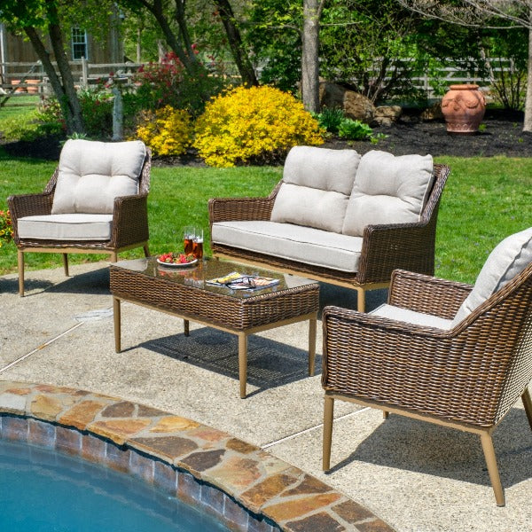 Alfresco Home Eva Brown Wicker Loveseat Set