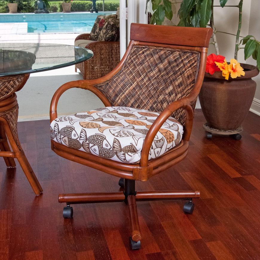 Alexander & Sheridan Bermuda Rattan Indoor Tilt Swivel Caster Dining Chair