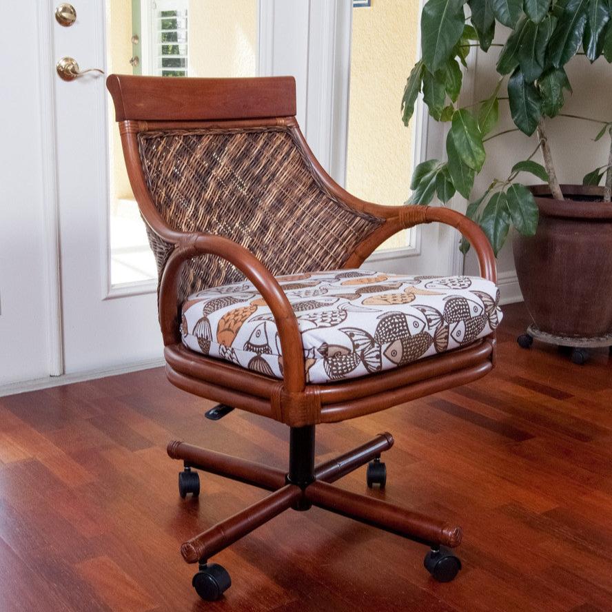 Alexander & Sheridan Bermuda Rattan Indoor Tilt Swivel Caster Dining Chair