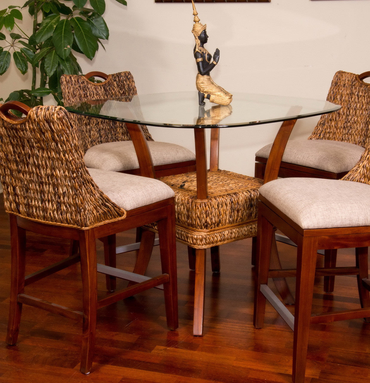 Alexander & Sheridan Belize 5 Piece Rattan Indoor Counter Height Dining Set