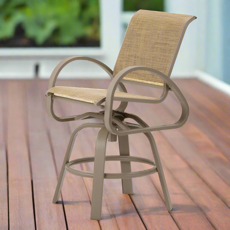 Telescope Casual Aruba II Aluminum Sling Outdoor Balcony Height Swivel Cafe Chair