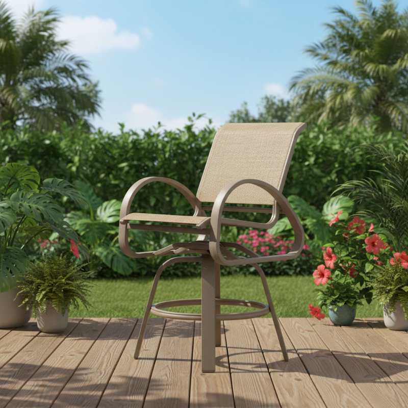 Telescope Casual Aruba II Aluminum Sling Outdoor Balcony Height Swivel Cafe Chair