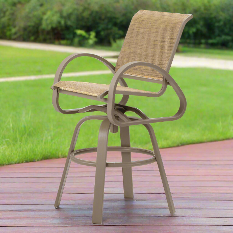 Telescope Casual Aruba II Aluminum Sling Outdoor Bar Height Swivel Cafe Chair