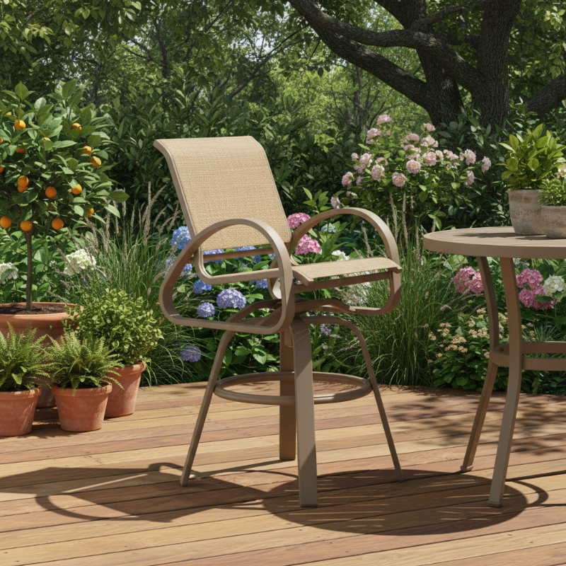 Telescope Casual Aruba II Aluminum Sling Outdoor Bar Height Swivel Cafe Chair