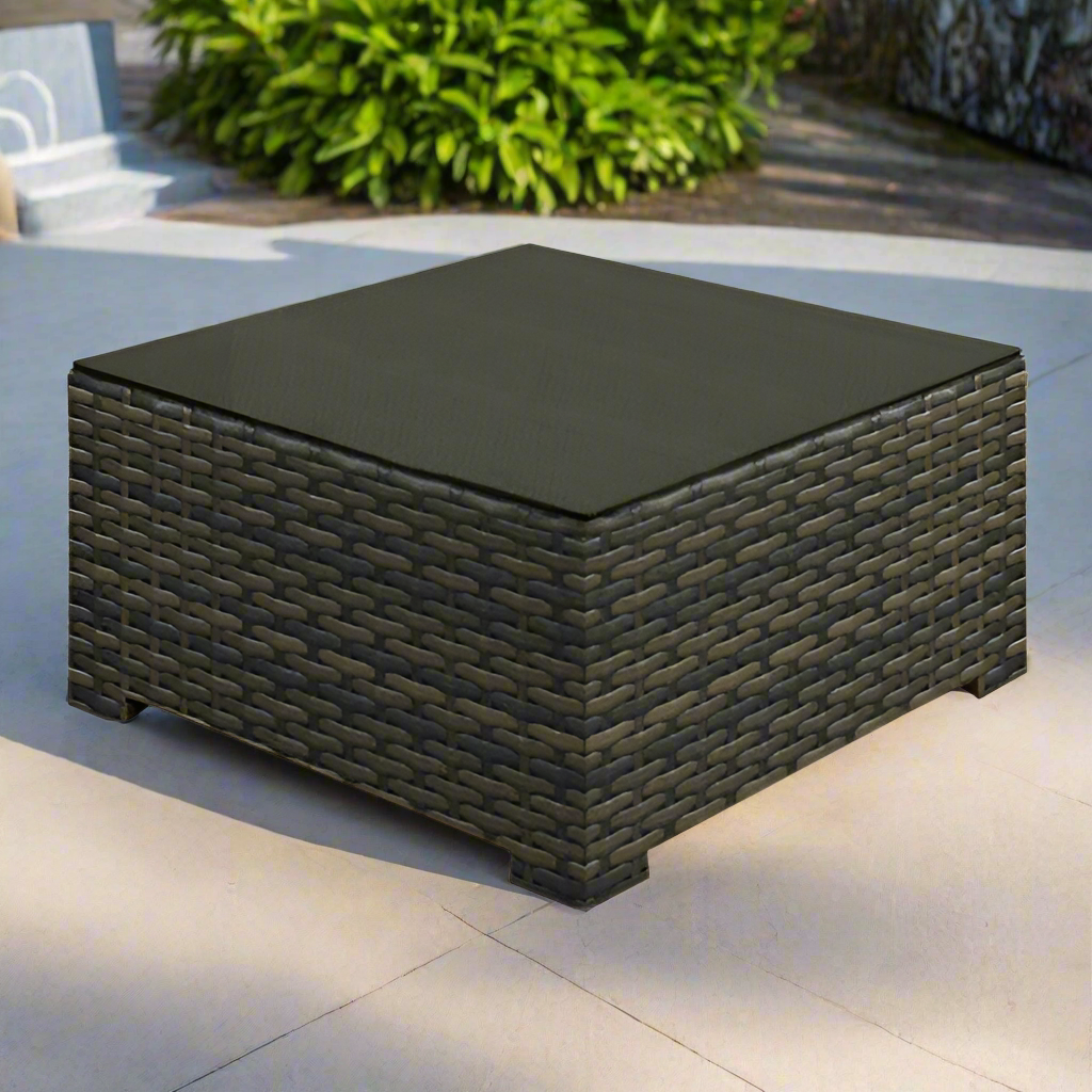 Forever Patio Brookside Wicker Square Coffee Table With Glass Top
