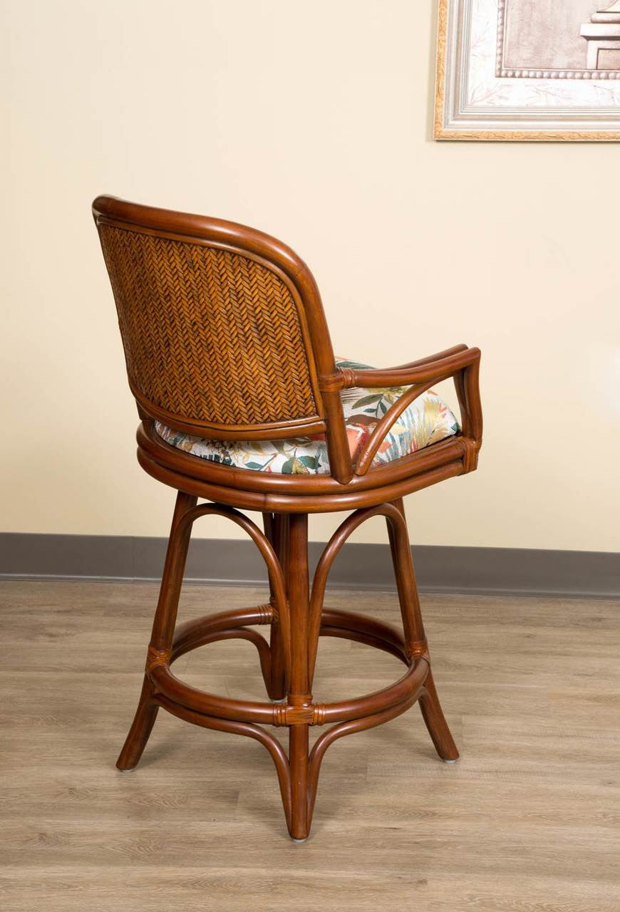 Alexander & Sheridan Cayman 24" Rattan Indoor Bar Stool With Arms