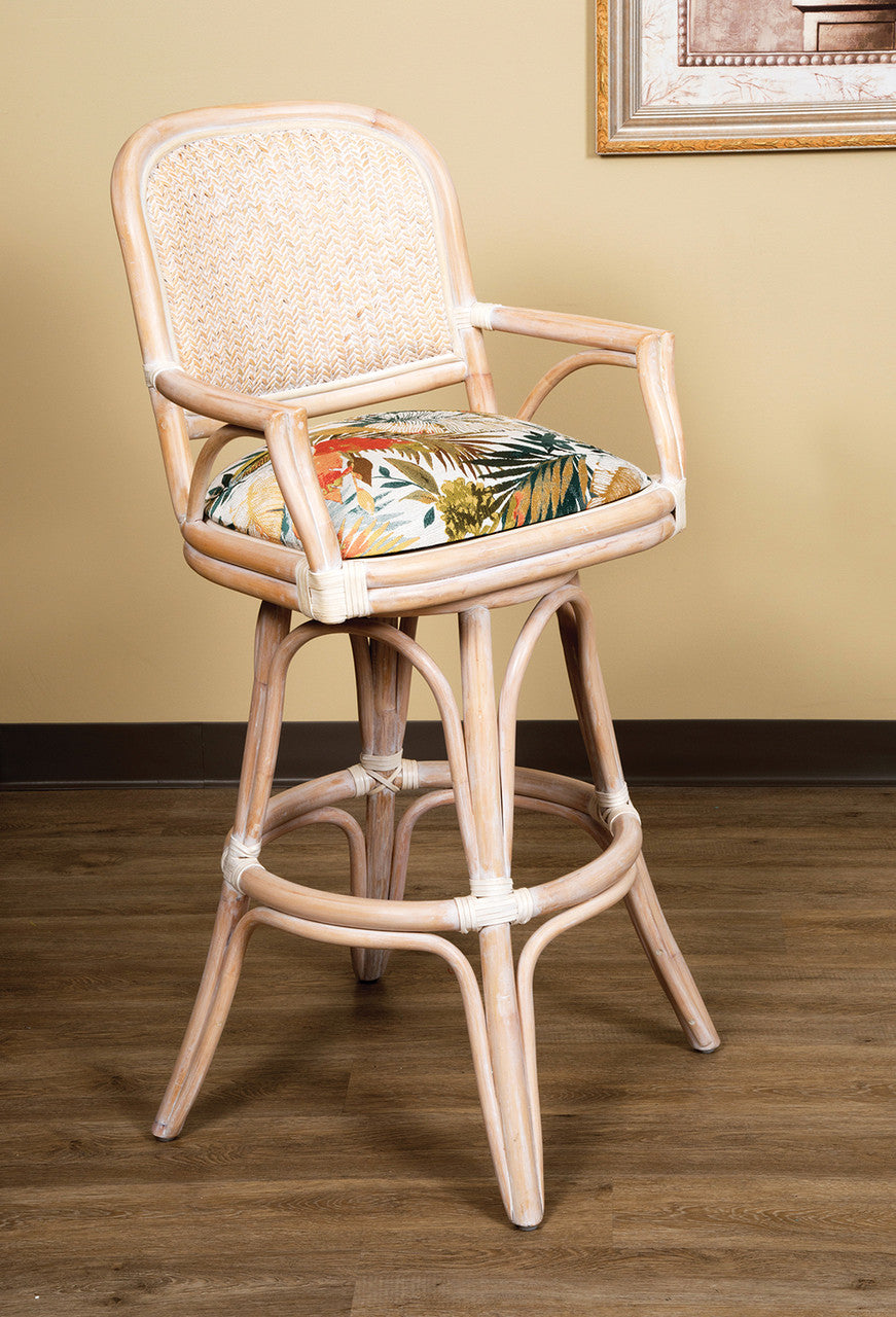 Alexander & Sheridan Cayman 30" Rattan Indoor Bar Stool With Arms