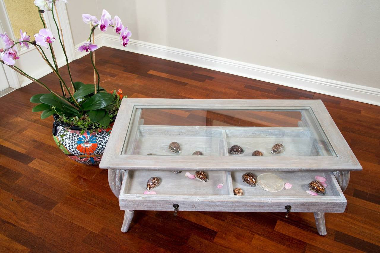 Alexander & Sheridan Cuba Rattan Indoor Cocktail Table With Glass And Drawer