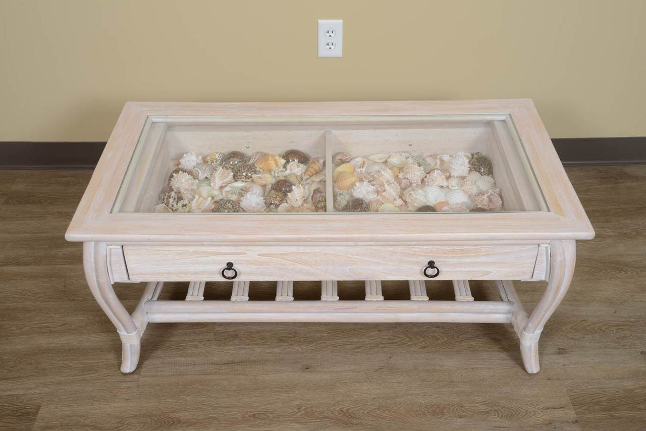 Alexander & Sheridan Cuba Rattan Indoor Cocktail Table With Glass And Drawer