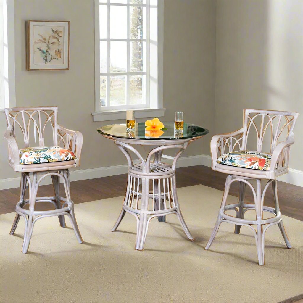 Alexander & Sheridan Cuba Rattan Indoor 3 Piece Pub Set With Arms