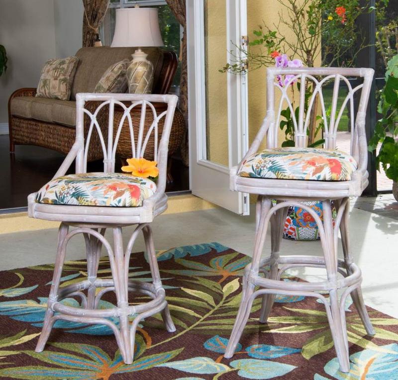 Alexander & Sheridan Cuba Rattan Indoor 24" Armless Bar stool