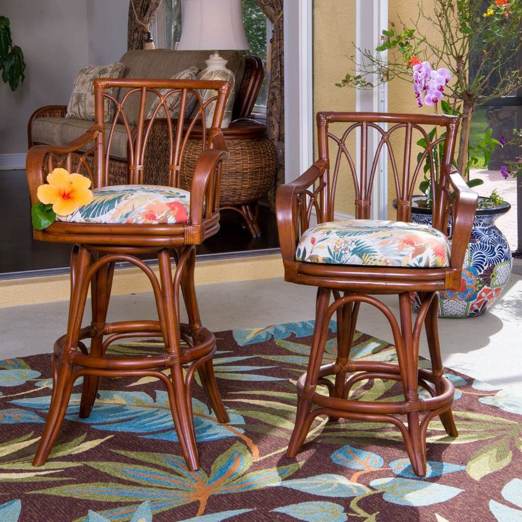 Alexander & Sheridan Cuba Rattan Indoor 3 Piece Pub Set With Arms