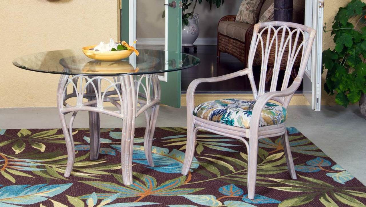 Alexander & Sheridan Cuba Rattan Indoor 5 Piece Dining Set With Dining Arm Chairs