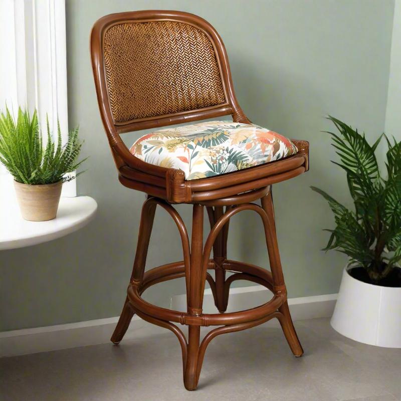 Alexander & Sheridan Cayman 24" Rattan Indoor Armless Bar Stool
