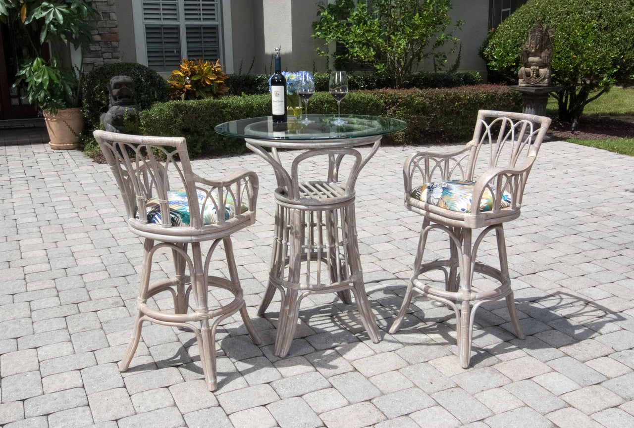 Alexander & Sheridan Cuba Rattan Indoor 3 Piece Pub Set With Arms