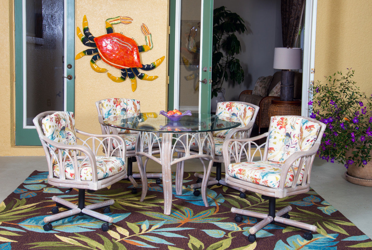 Alexander & Sheridan Cuba Rattan Indoor 5 Piece Tilt Swivel Caster Dining Set