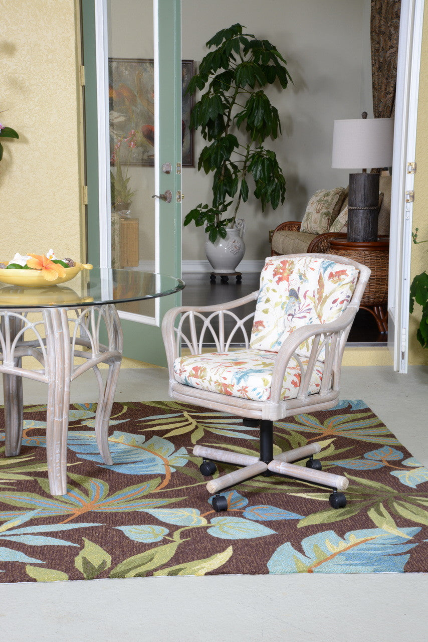 Alexander & Sheridan Cuba Rattan Indoor 5 Piece Tilt Swivel Caster Dining Set