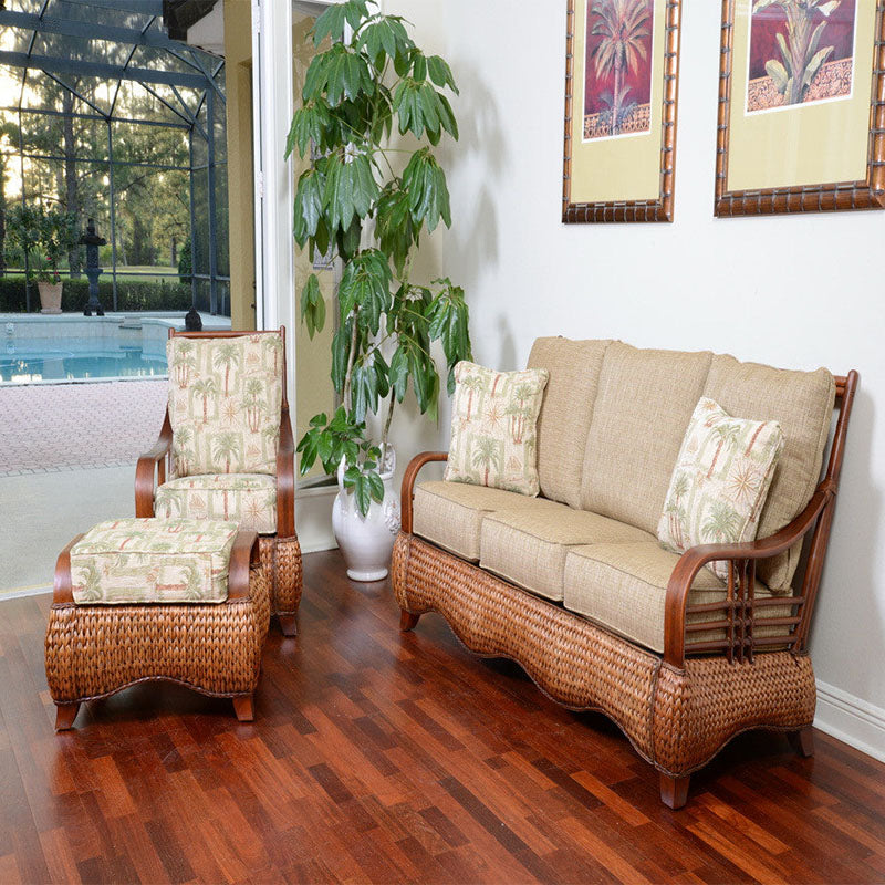Alexander & Sheridan Key Largo Rattan Indoor 3-Piece Living Room Set