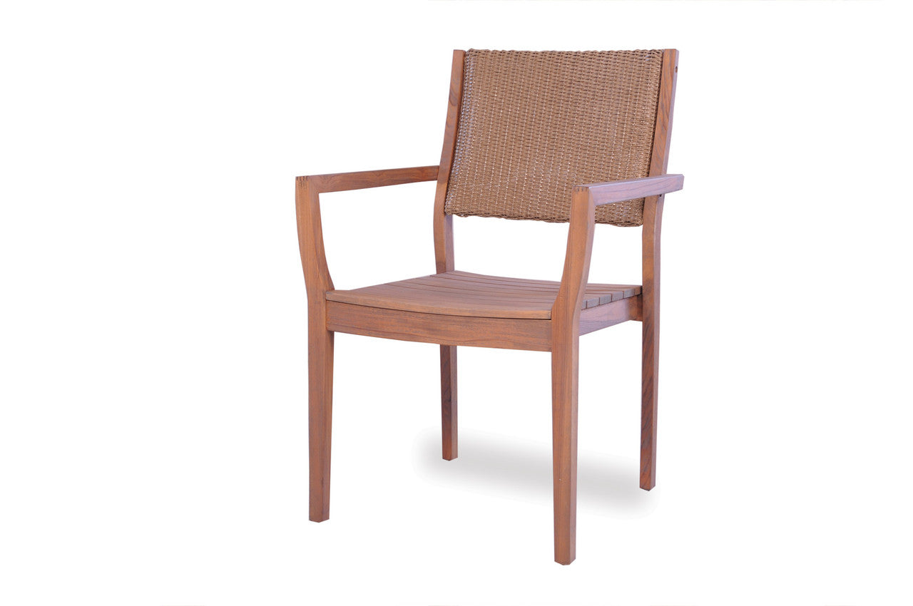 Lloyd Flanders Teak Loom Back Dining Armchair