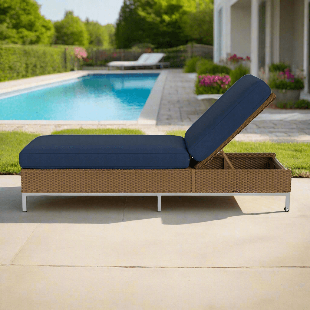 Lloyd Flanders Elements Wicker Chaise With Stainless Steel Base