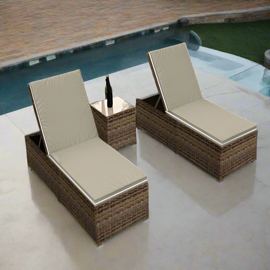 Forever Patio Cypress Collection 3 Piece Wicker Chaise Lounge Set