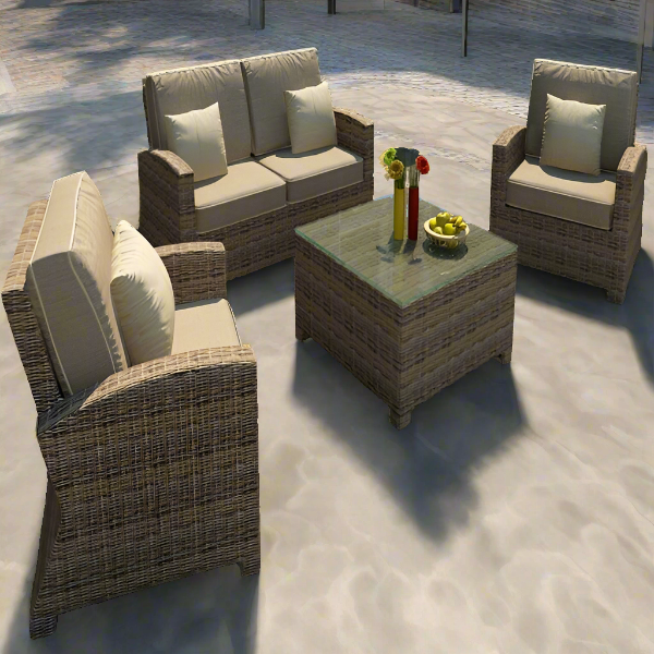 Forever Patio Cypress Collection 4 Piece Wicker Loveseat Set (Toss Pillows Not Included)