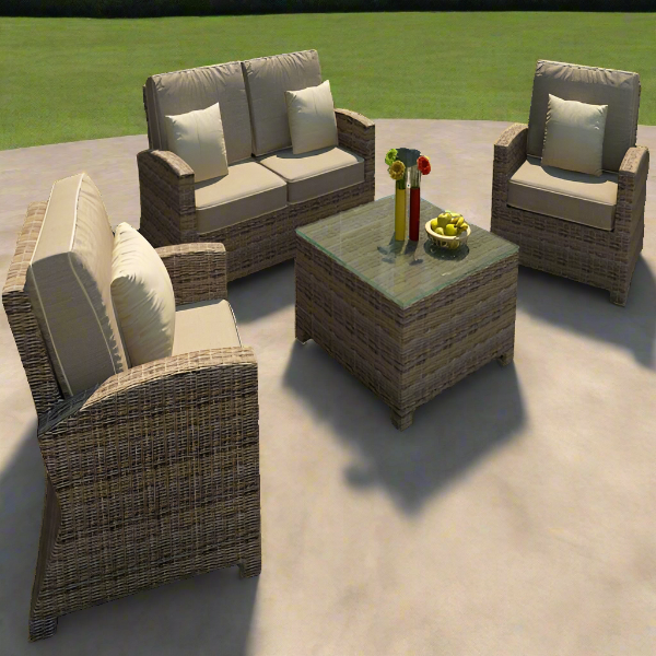 Forever Patio Cypress Collection 4 Piece Wicker Loveseat Set (Toss Pillows Not Included)