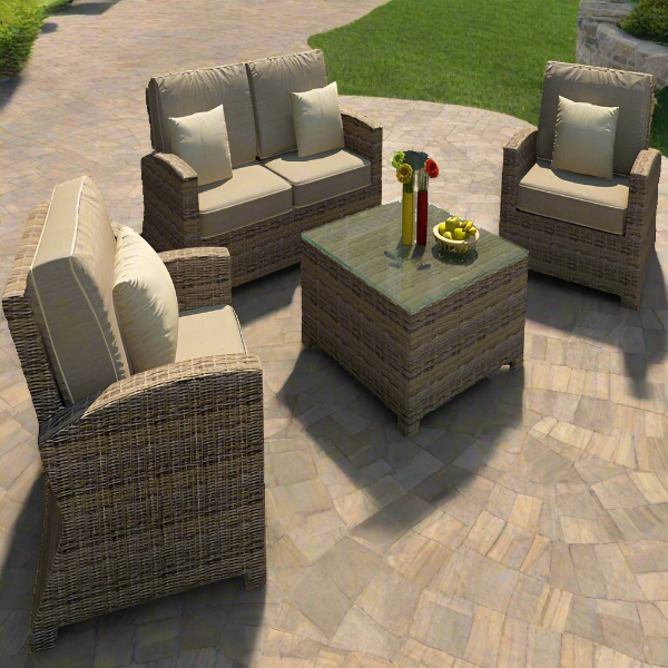 Forever Patio Cypress Collection 4 Piece Wicker Loveseat Set (Toss Pillows Not Included)