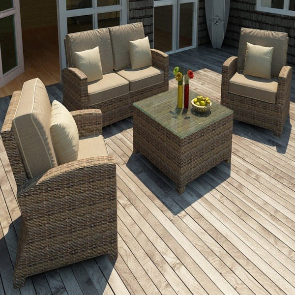 Forever Patio Cypress Collection 4 Piece Wicker Loveseat Set (Toss Pillows Not Included)