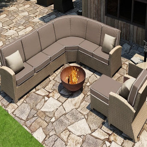 Forever Patio Barbados Wicker 7 Piece 90 Degree Sectional Set closer view