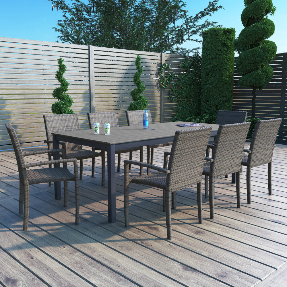 Forever Patio Chalfonte 83″ Rectangle Dining Table with Umbrella Hole by NorthCape International