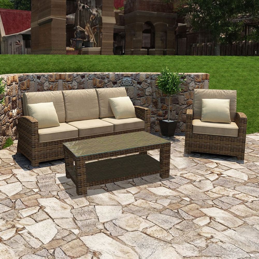 Forever Patio Cypress 3 Piece Wicker Sofa Set (Toss Pillows Not Included)