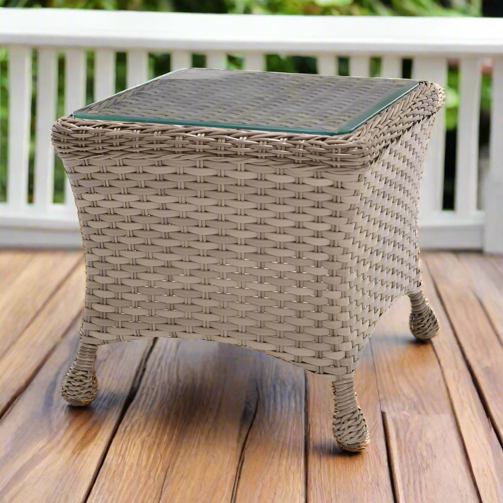 Forever Patio Sorrento Square End Table with Glass by NorthCape International