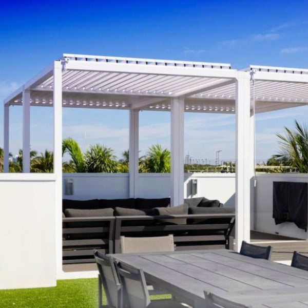 Forever Shade Modern Design Louvered Aluminum Pergola with background