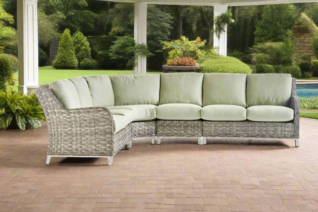 South Sea Rattan Grand Isle Resin Wicker 4 Piece Outdoor Sectional Sofa