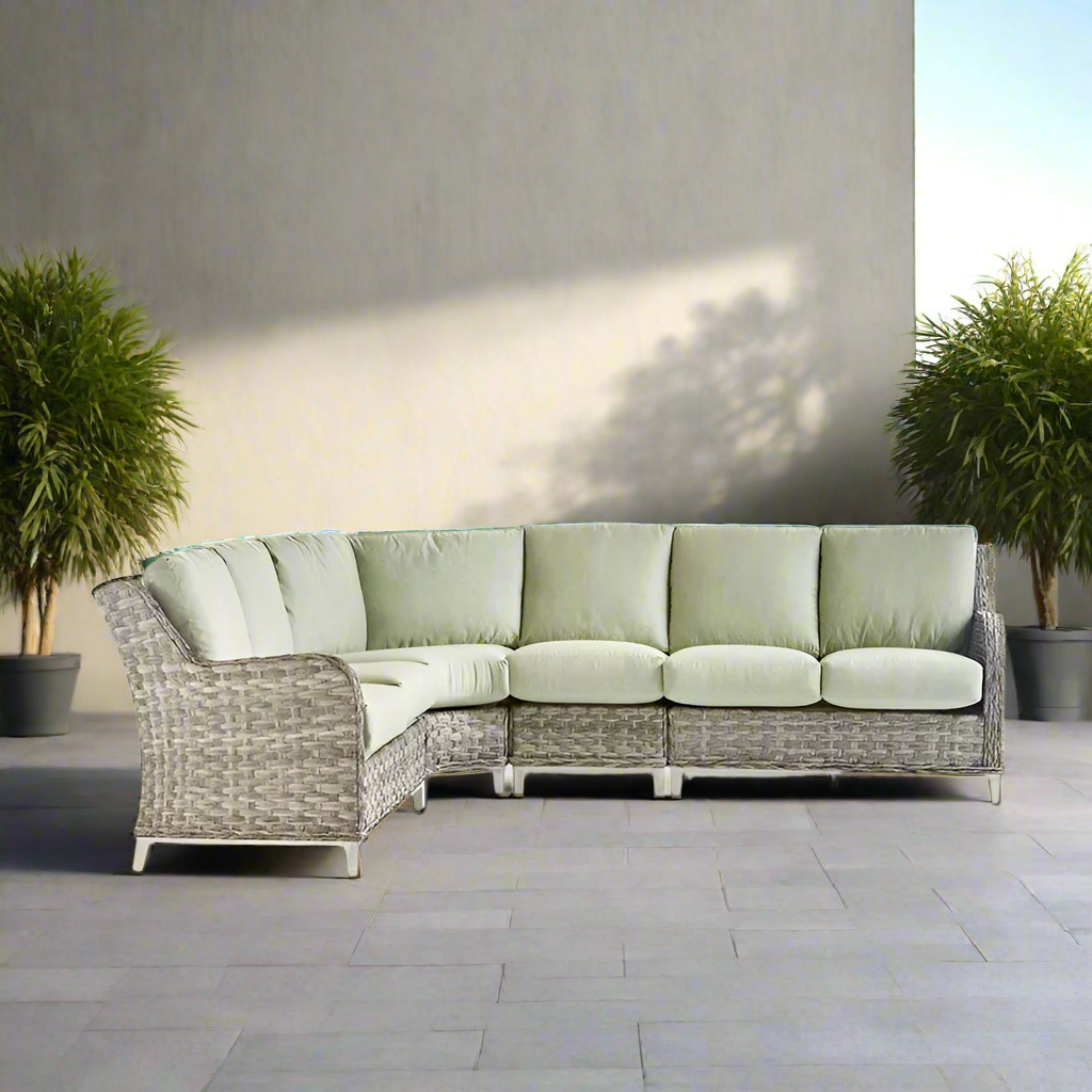 South Sea Rattan Grand Isle Resin Wicker 4 Piece Outdoor Sectional Sofa