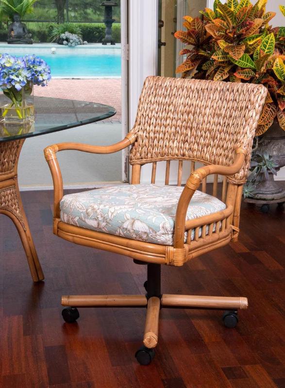 Alexander & Sheridan Key Largo Rattan Indoor Tilt Swivel Caster Dining Chair